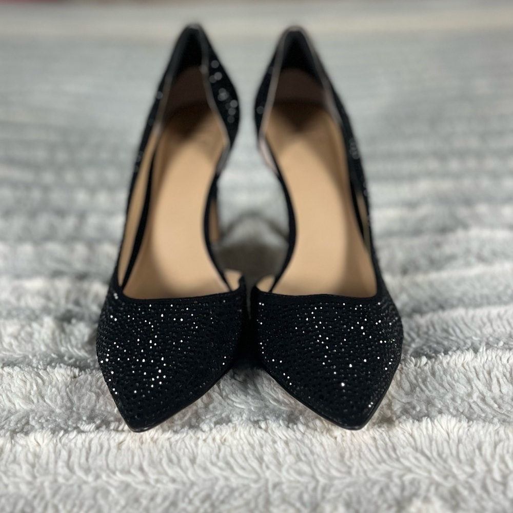 INC International Concepts Black Glitter Pointed-Toe Stiletto Heels - Picture 3 of 8